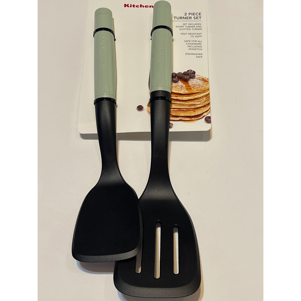 KitchenAid Spatula Turner Set Green/Pistachio Nylon Heat Resistant Nonstick 2pc